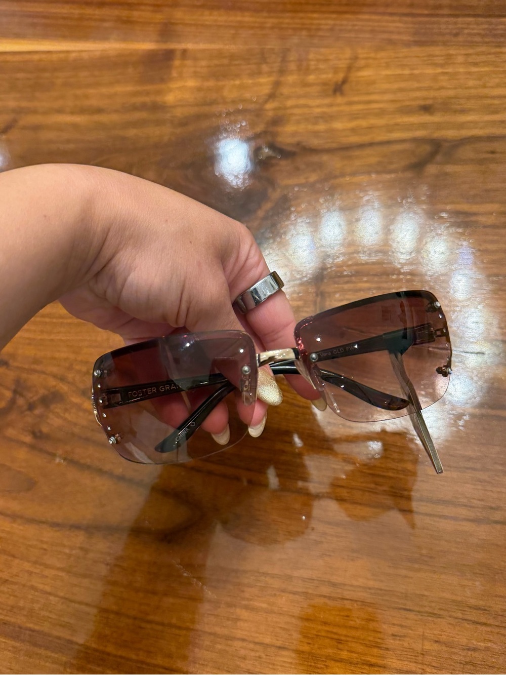 Foster Grant Women’s Pink Gradient Square Sunglasses with Stud Accents